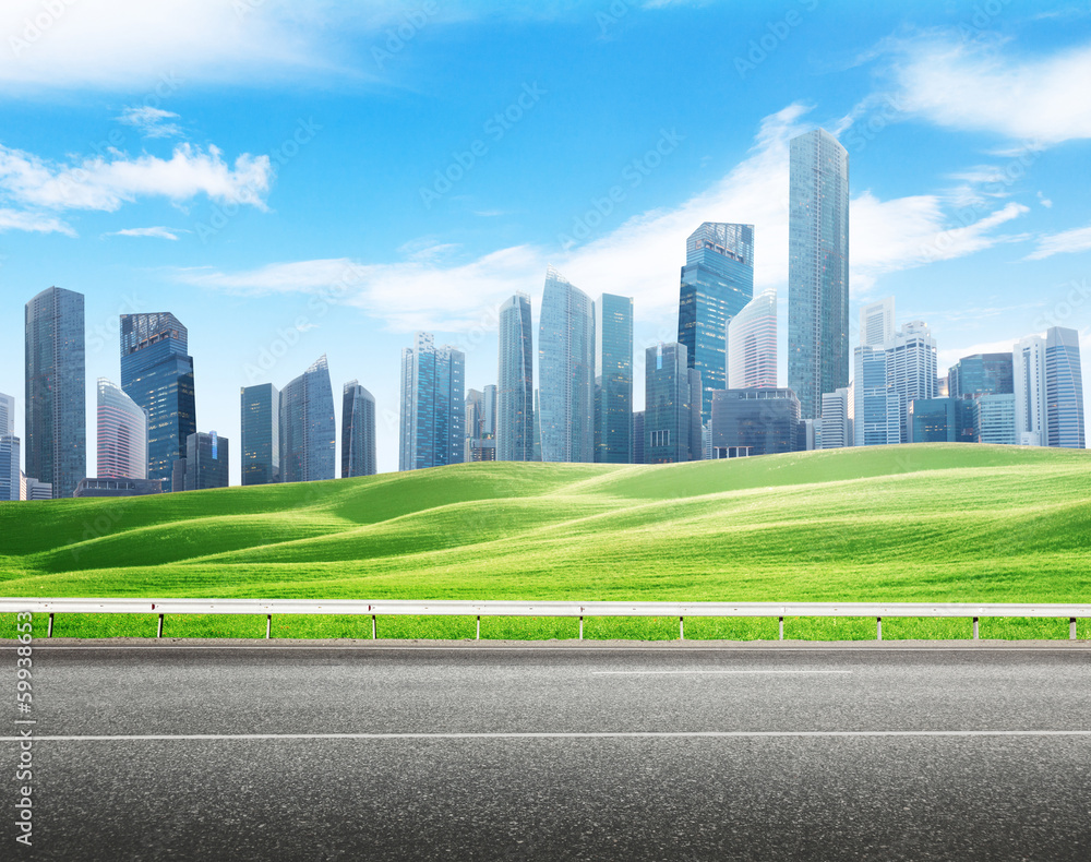 Obraz premium Asphalt road and modern city