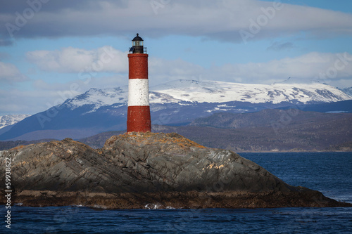 Lighthouse End of the world in the Beagle Channel, Ushuaia, Pata