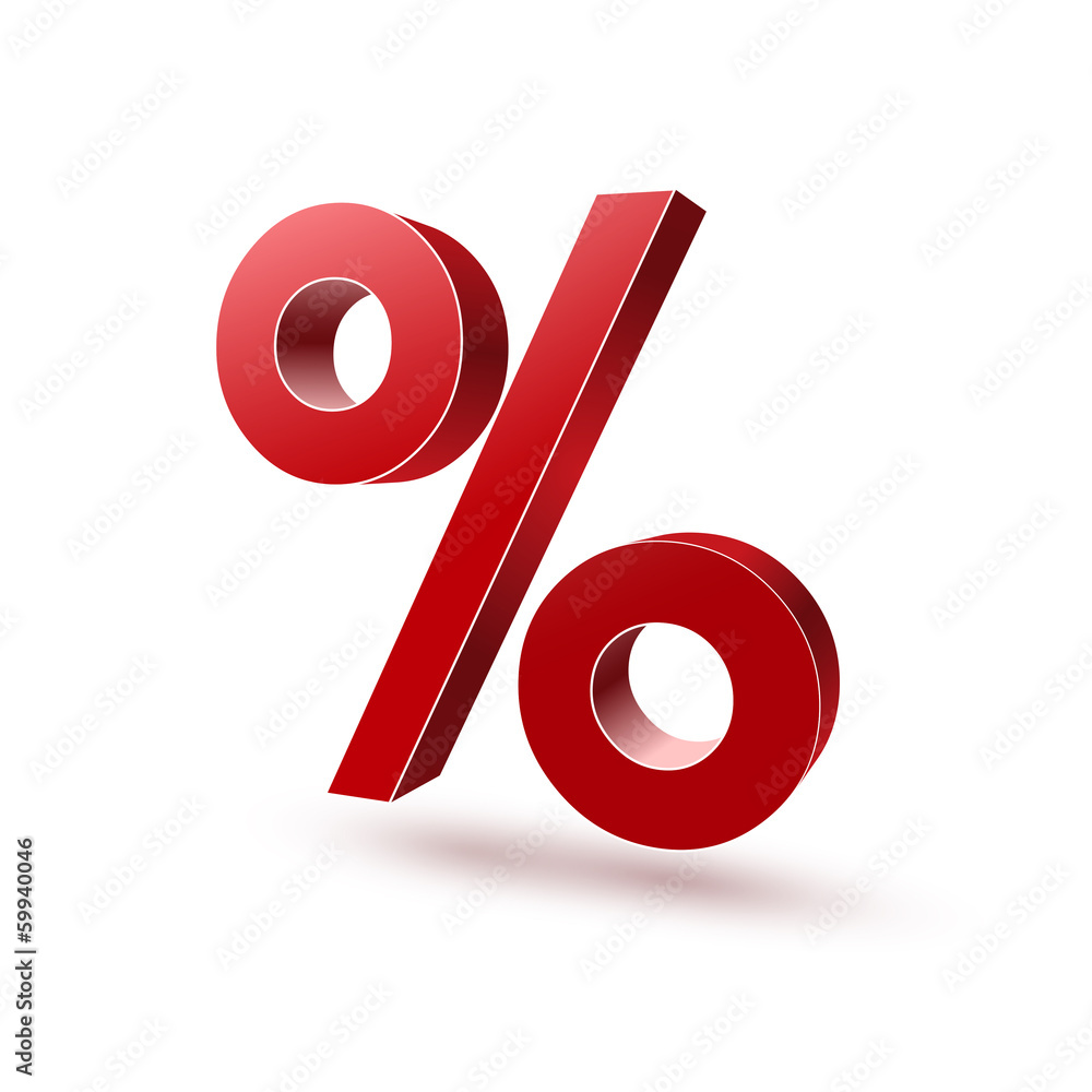 Symbol 3d percent red 2 Symbol 3d percent red 2