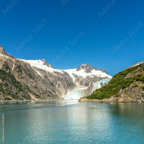 Glacier bay with clear blue sky