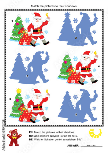 Christmas shadow game with Santa Claus