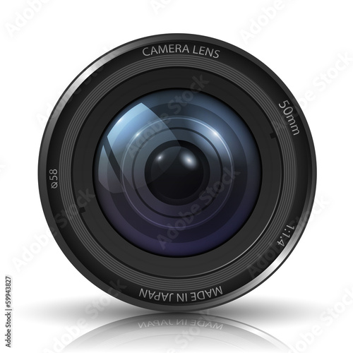 Camera photo lens - isolated on white background