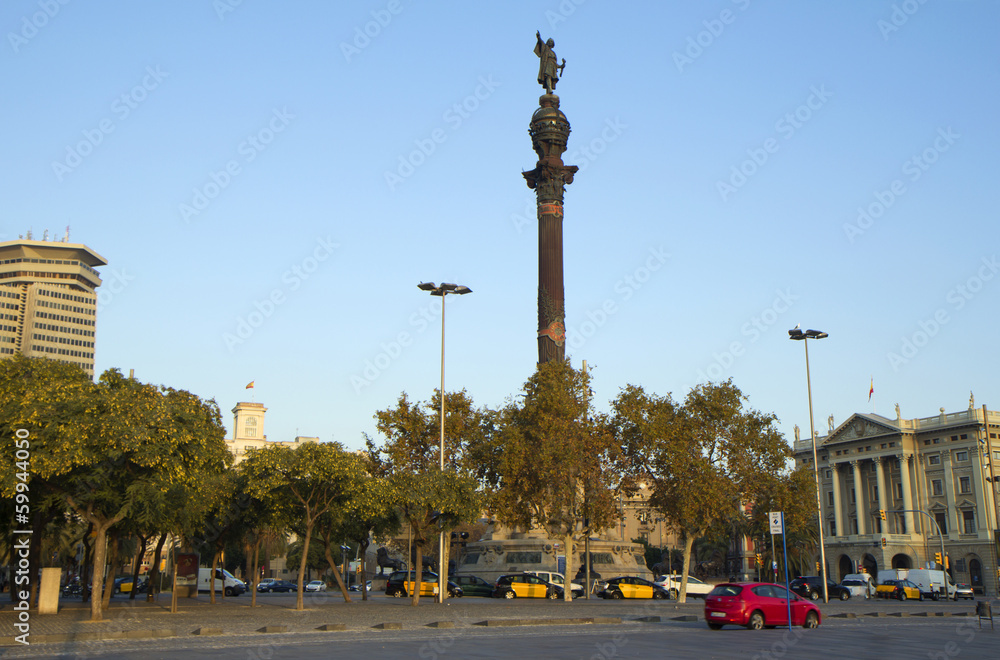 Barcelona. Statue of Columbus on the waterfront.