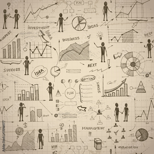 Seamless retro doodle pattern with coffe spots