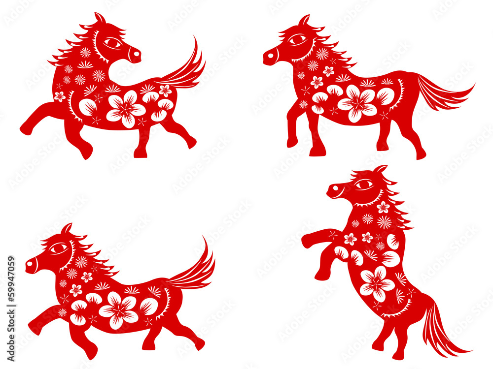 Fototapeta Chinese horse-paper cut