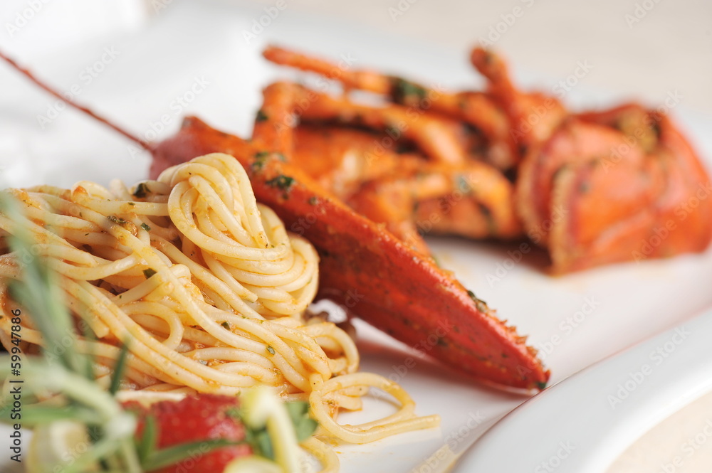 Seafood pasta linguine with fresh lobster Seafood pasta linguine with fresh lobster