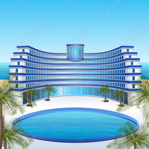 icon hotel: rest, sea, sun, palm trees