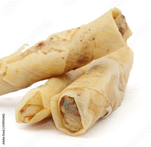 Spring rolls or popiah over white background