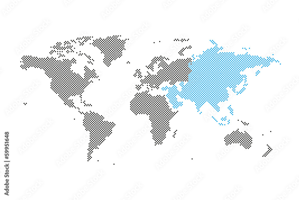 Fototapeta premium Asien in Welt-Karte