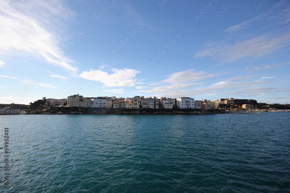 corfu island town and castle in the Mediterranean sea