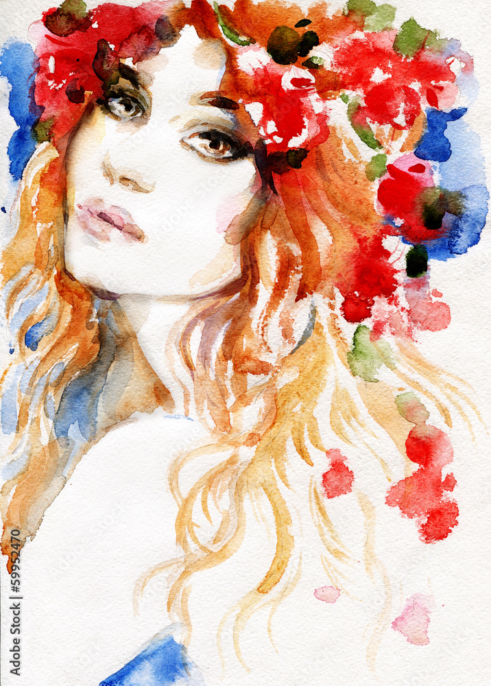 Beautiful woman. watercolor illustration