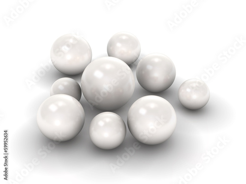 White pearls with clipping path