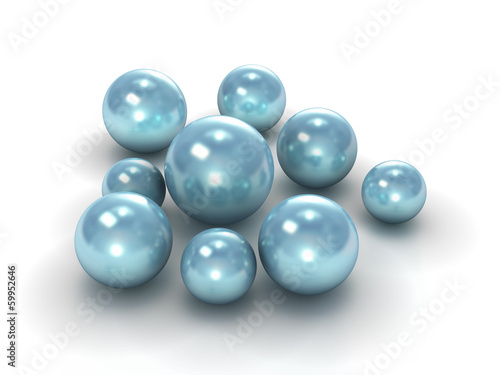 Blue pearls with clipping path