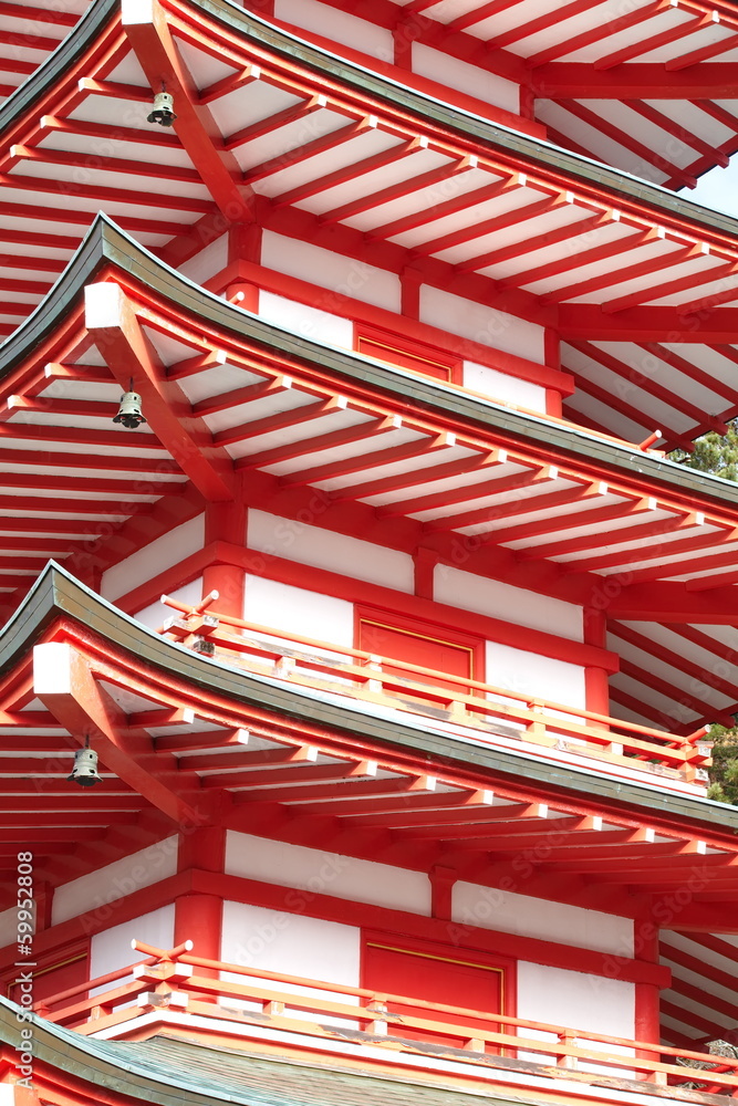 Close up Japanese pagoda tower