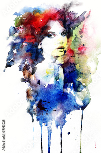 Obraz na płótnie Piękna twarz kobiety. akwarela ilustracja