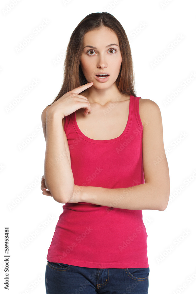 Portrait of a young girl with a pointer. Portrait of a young girl with a pointer.