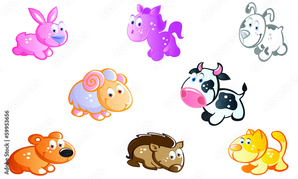 Baby animals cartoon set Baby animals cartoon set