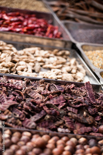 Indian colored spices at local market in, India © Curioso.Photography