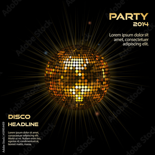 gold disco ball party background