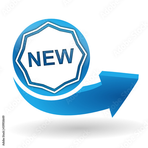 nouveau sur bouton web bleu