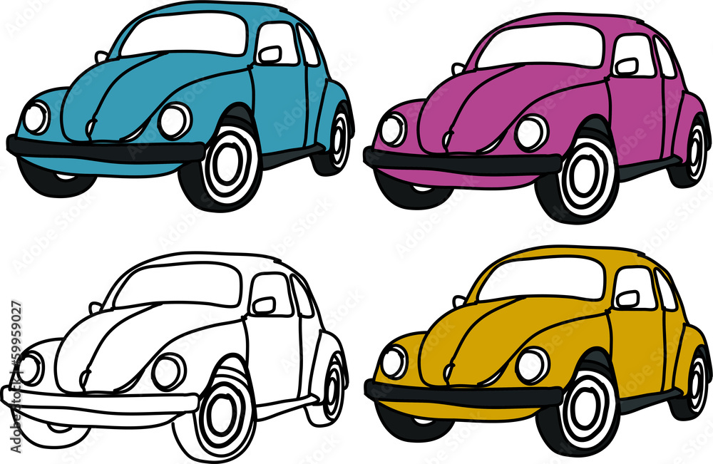 The classic car drawing vector The classic car drawing vector