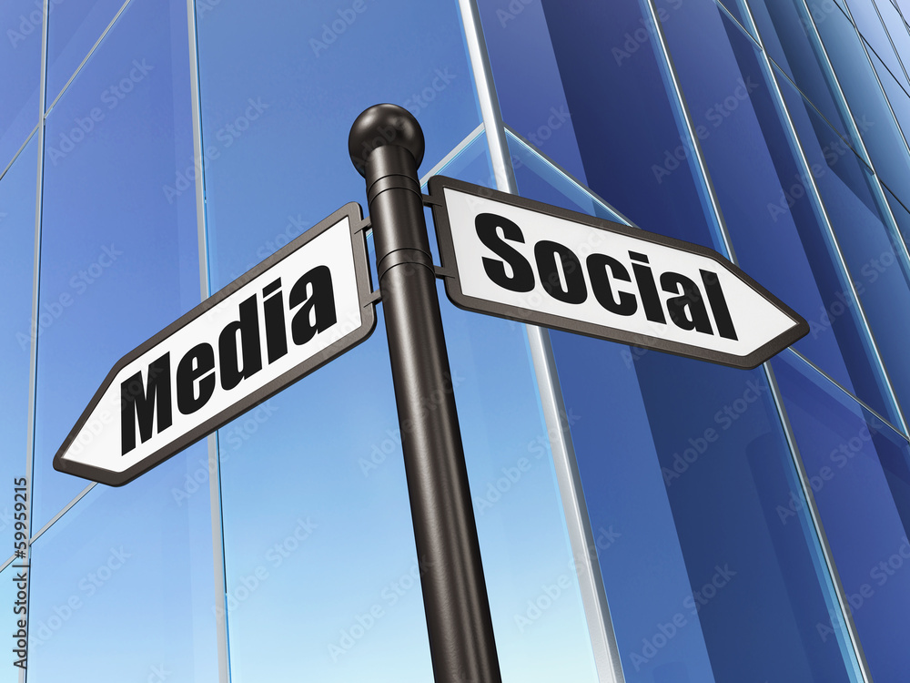 Social network concept: sign Social Media on Building background