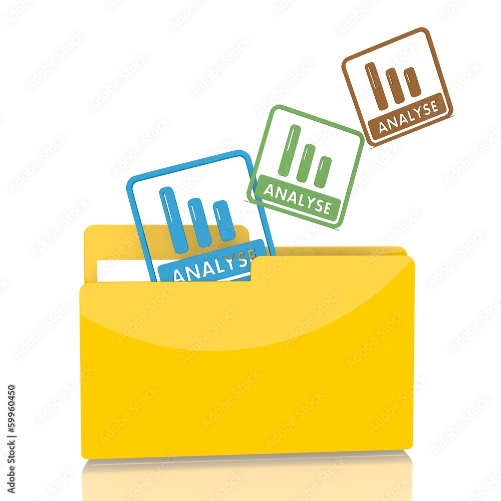 file folder with three analyse German for analysis symbol file folder with three analyse German for analysis symbol