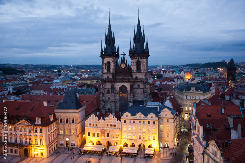 Tyn Church at Old Town Square in Prague Tyn Church at Old Town Square in Prague