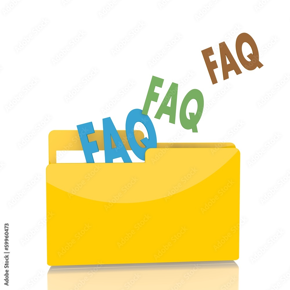 file folder with three faq sign file folder with three faq sign