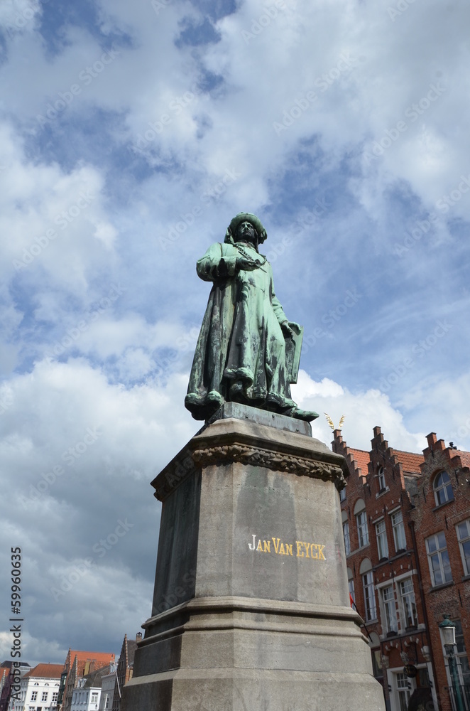 Statue de Jan Van Eyck, Bruges, Belgique