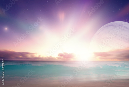 Fantasy ocean landscape on a distant alien world © pixel