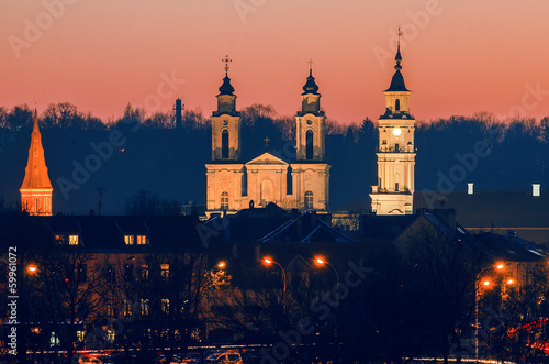 Kaunas (Lithuania) Old Town in the evening