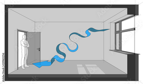 Diagram of a room with natural air ventilation