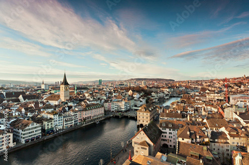 Blick vom Grossmünster auf Zürich photo