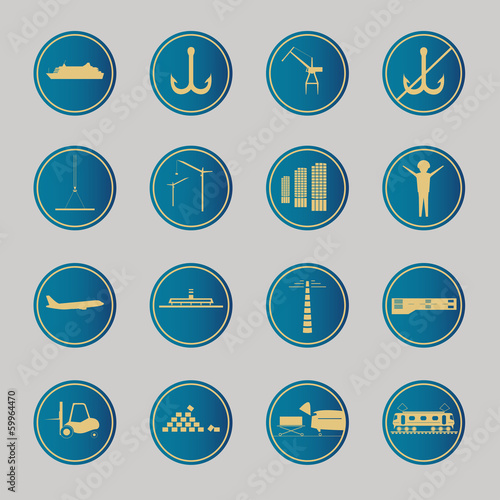 Free Download Industrial and logistic blue icons - GFXLoad