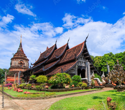 Wooden church at Wat Lok Molee in Chiangmai province of Thailand