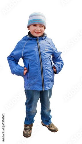 The photo of the boy in winter clothes.
