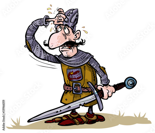 Cartoon weary warrior.