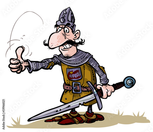 Cartoon warrior doing Okay sign.