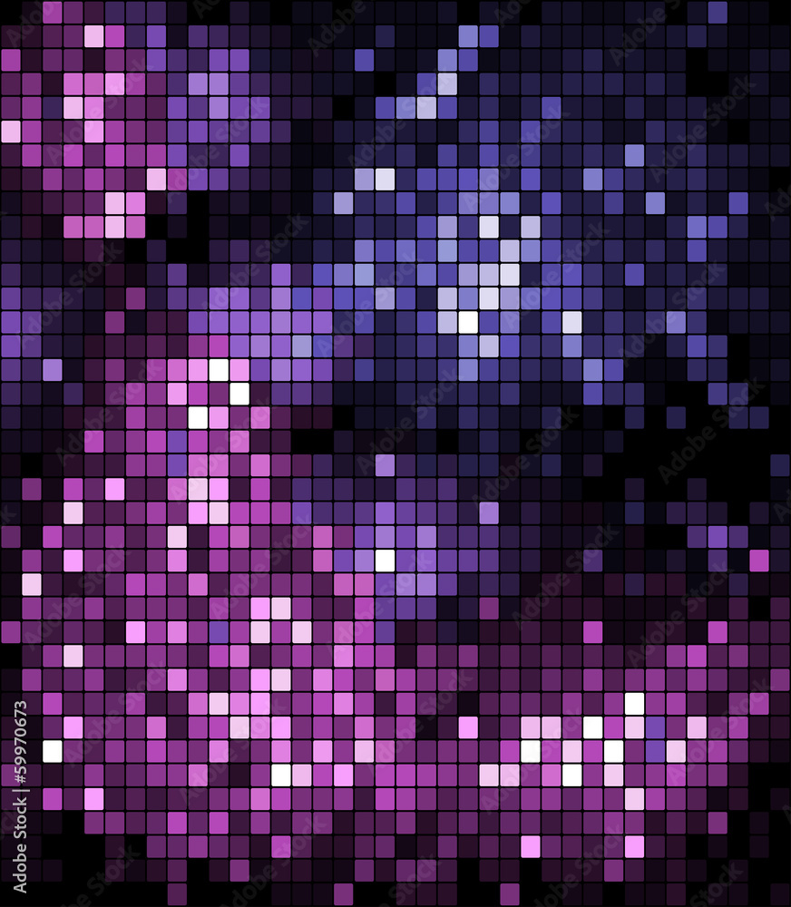 Pixelated background in blue and purple Pixelated background in blue and purple