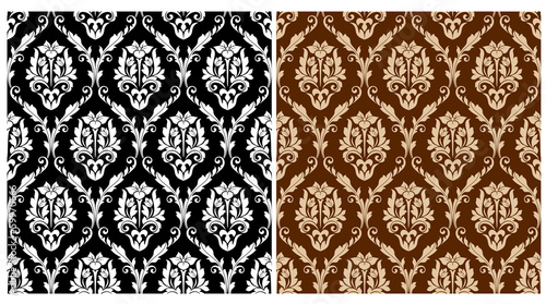 Two floral seamless arabesque patterns