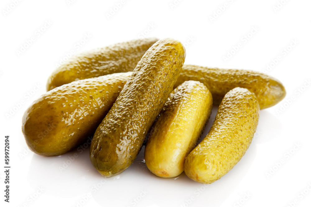 pickled cucumbers. Gherkins on a white background pickled cucumbers. Gherkins on a white background