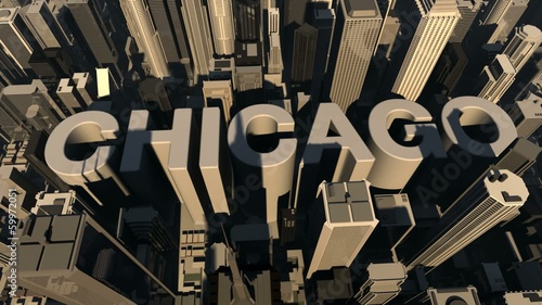 animation from the city name chicago with building