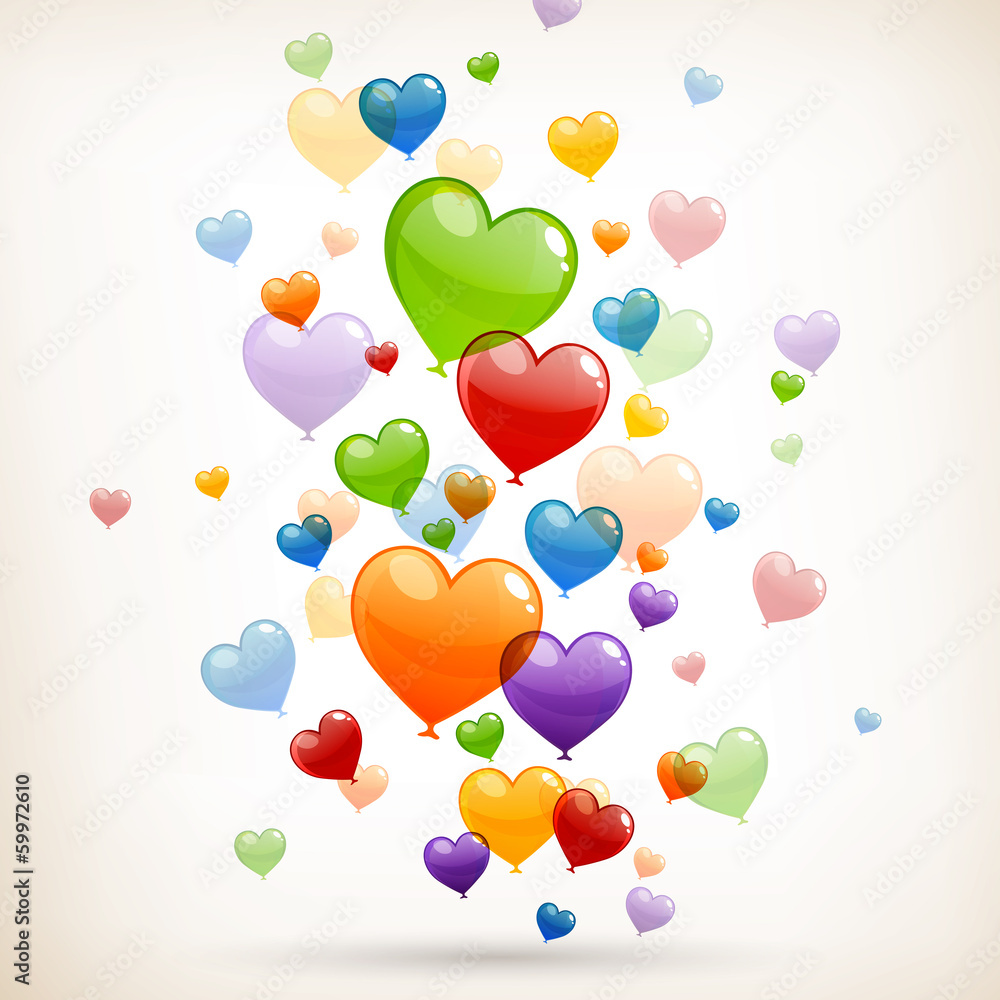 Vector Illustration of Colorful Heart Balloons