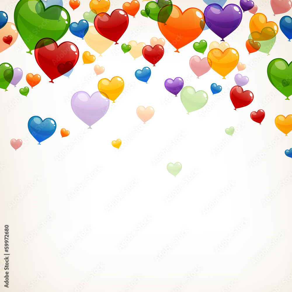 Vector Illustration of Colorful Heart Balloons