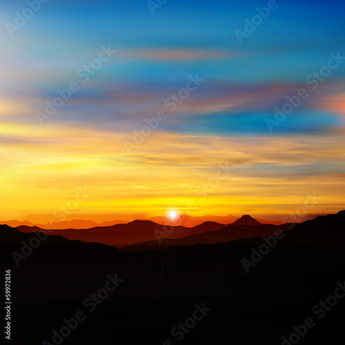 abstract nature green background with gold sunrise