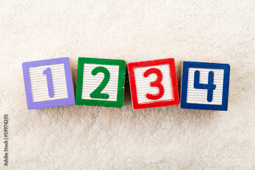 Fototapeta 1234 toy block with towel background