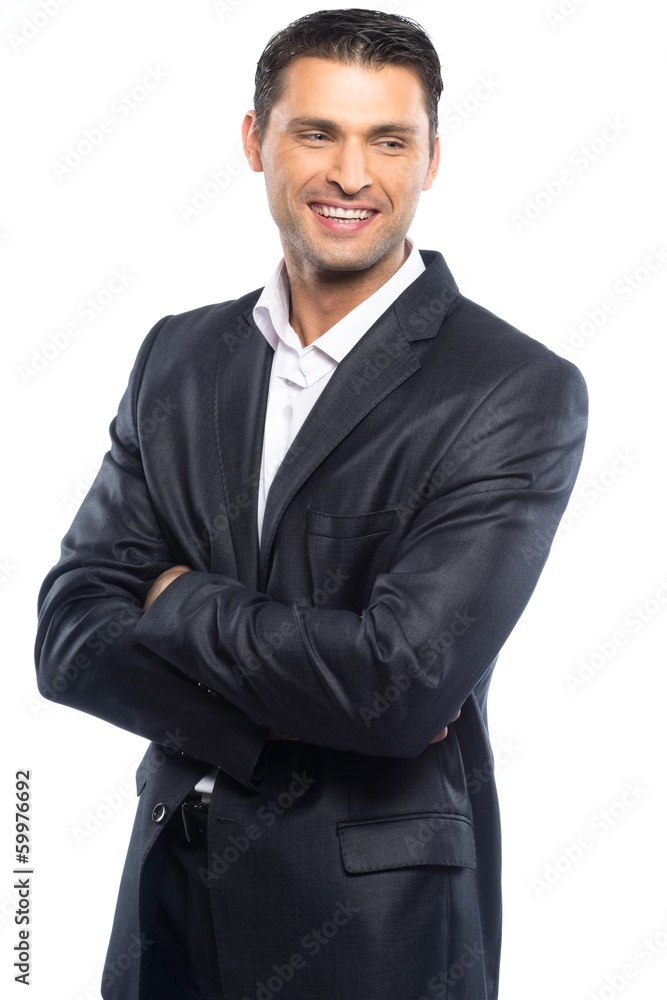 Handsome young man in black suit and white shirt Handsome young man in black suit and white shirt