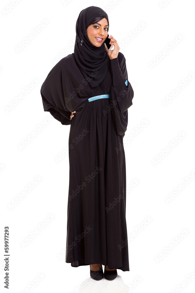 arabian woman using cell phone