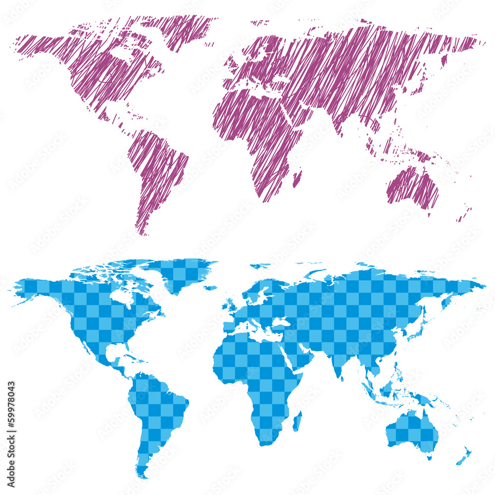 Fototapeta premium Map of the world, pack world maps weltkarte